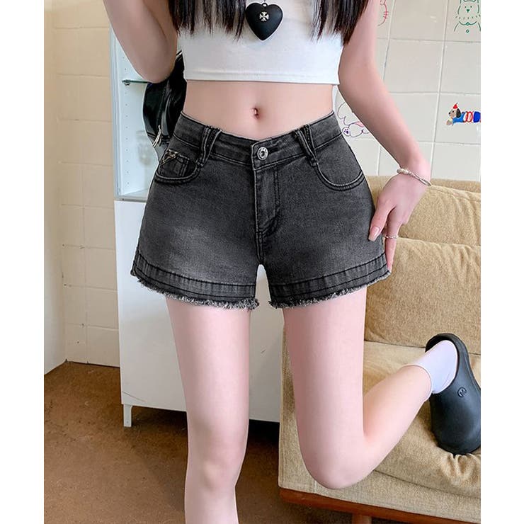 折り返しヒョウ柄デニムショートパンツ 短パン ショート丈 | Riff | 詳細画像13 