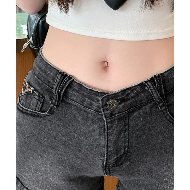 折り返しヒョウ柄デニムショートパンツ 短パン ショート丈 | Riff | 詳細画像17 