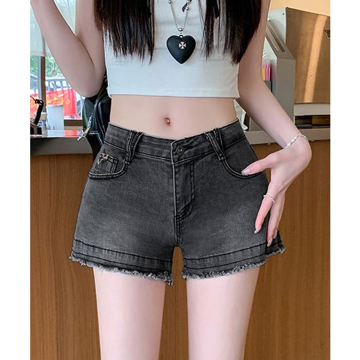 折り返しヒョウ柄デニムショートパンツ 短パン ショート丈 | Riff | 詳細画像8 