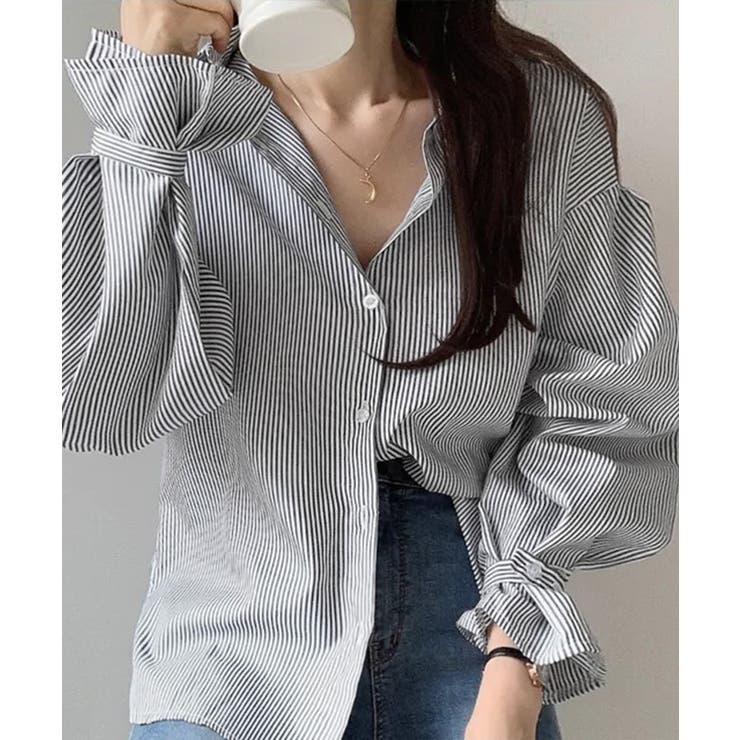 ストライプシャツ オーバーサイズ ロングシャツ | Riff | 詳細画像10 