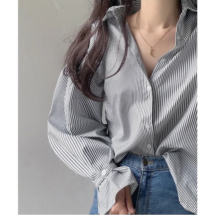 ストライプシャツ オーバーサイズ ロングシャツ | Riff | 詳細画像12 