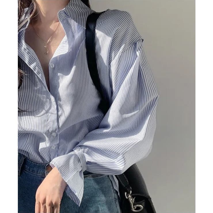 ストライプシャツ オーバーサイズ ロングシャツ | Riff | 詳細画像5 