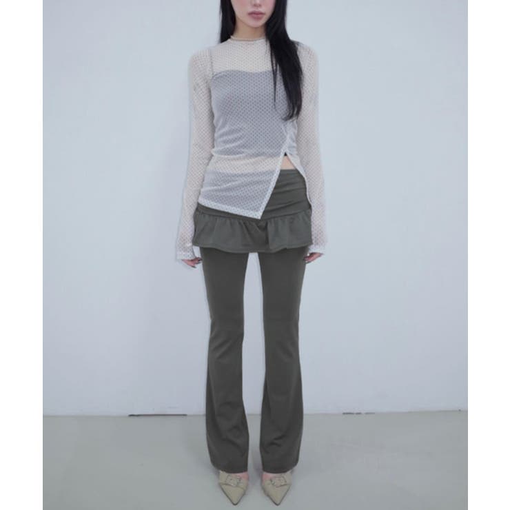 レイヤードスカートパンツ 重ね着風 ロングパンツ | Riff | 詳細画像10 