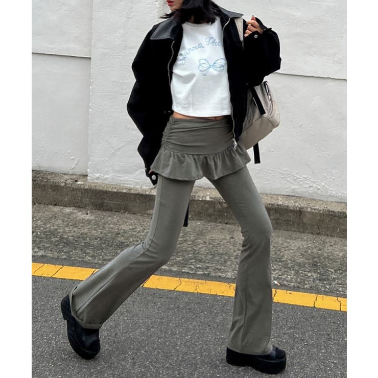 レイヤードスカートパンツ 重ね着風 ロングパンツ | Riff | 詳細画像11 