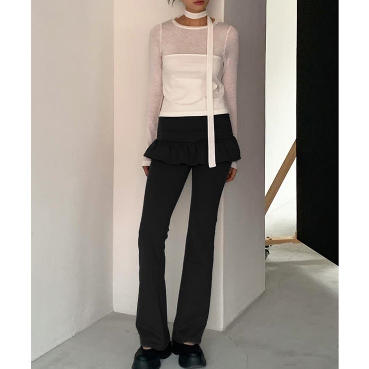 レイヤードスカートパンツ 重ね着風 ロングパンツ | Riff | 詳細画像18 