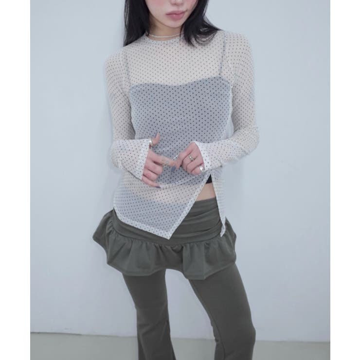 レイヤードスカートパンツ 重ね着風 ロングパンツ | Riff | 詳細画像9 