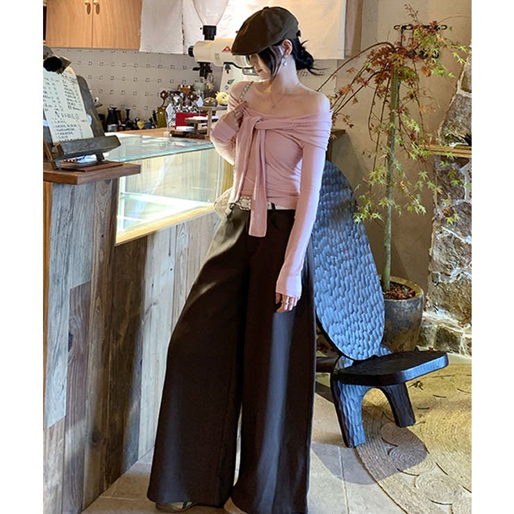 オフショルフロントリボントップス オフショルダー Tシャツ | Riff | 詳細画像11 