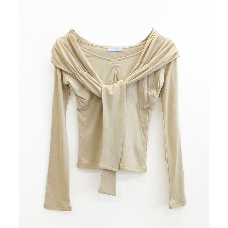 オフショルフロントリボントップス オフショルダー Tシャツ | Riff | 詳細画像19 