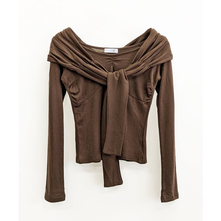 オフショルフロントリボントップス オフショルダー Tシャツ | Riff | 詳細画像21 