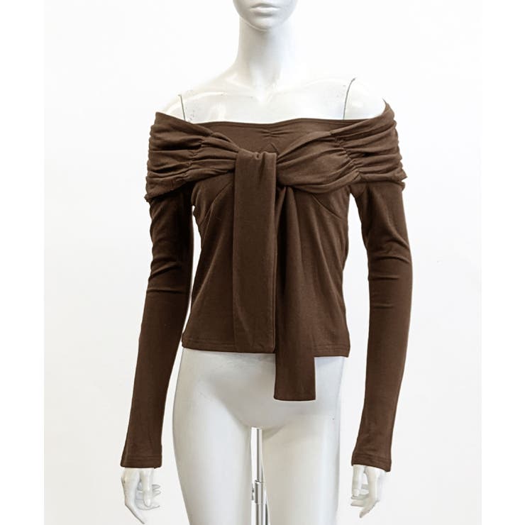 オフショルフロントリボントップス オフショルダー Tシャツ | Riff | 詳細画像22 