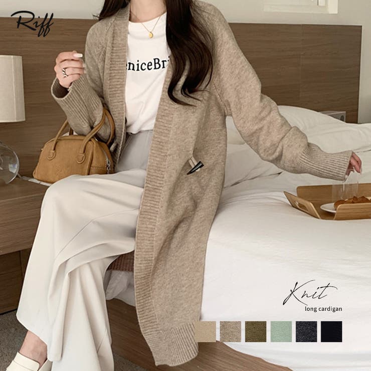 ロングニットカーディガン トグルボタン ガウン | Riff | 詳細画像1 