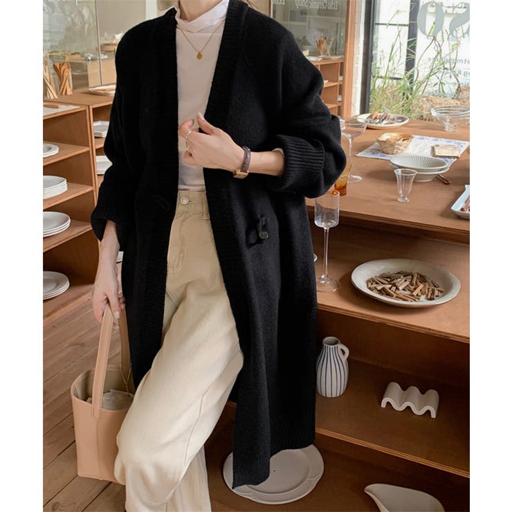 ロングニットカーディガン トグルボタン ガウン | Riff | 詳細画像37 