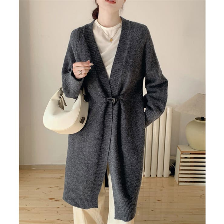 チャコールグレー | ロングニットカーディガン トグルボタン ガウン | Riff