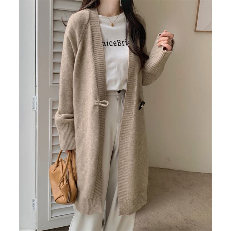 モカ | ロングニットカーディガン トグルボタン ガウン | Riff