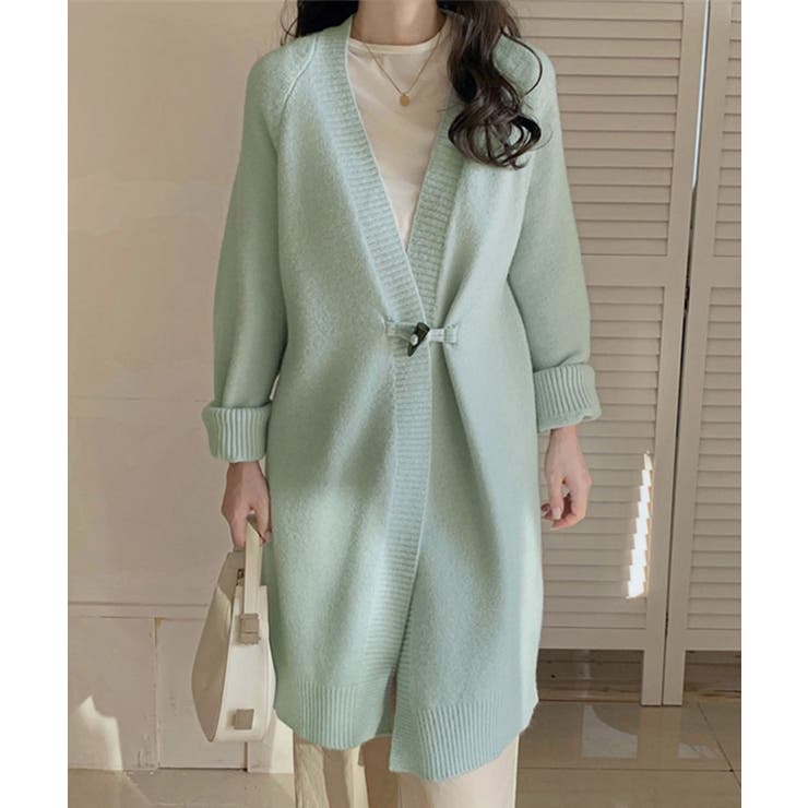 サックス | ロングニットカーディガン トグルボタン ガウン | Riff