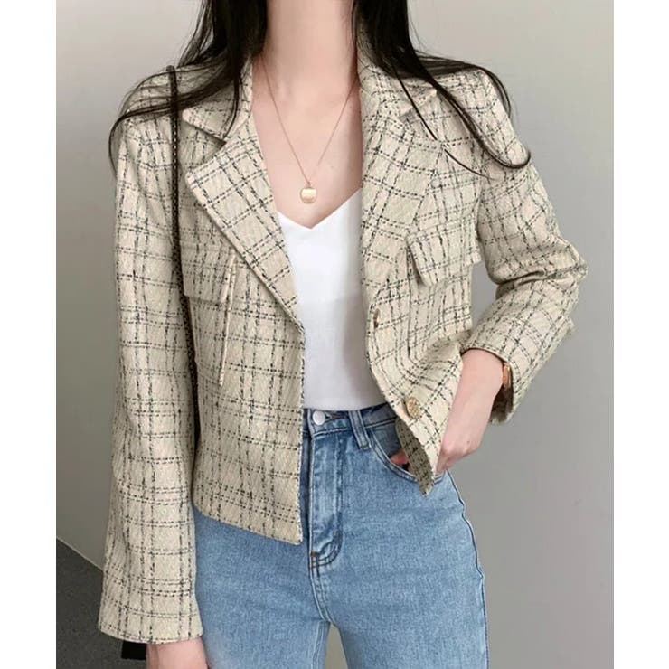 ツイードショートジャケット ツイードジャケット テーラードジャケット | Riff | 詳細画像2 