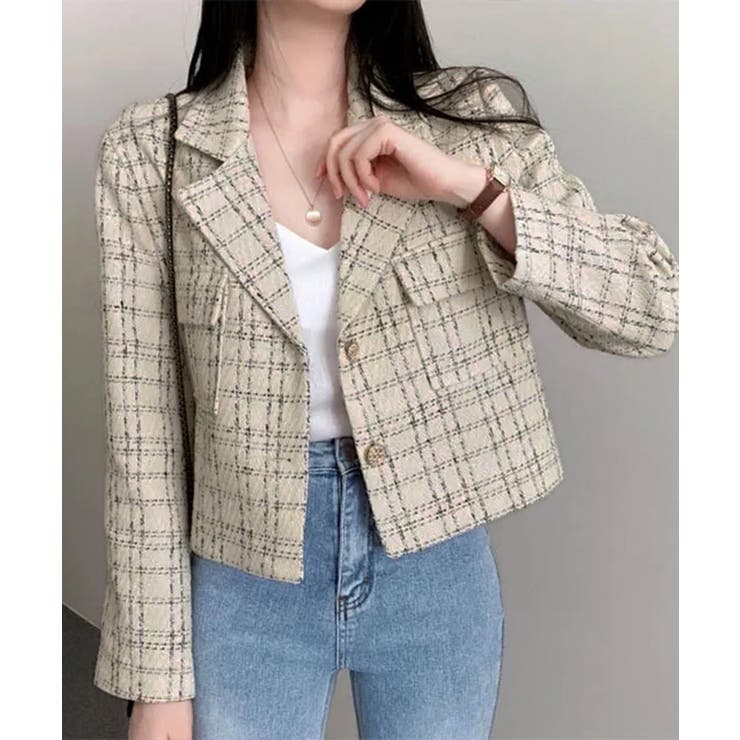 ツイードショートジャケット ツイードジャケット テーラードジャケット | Riff | 詳細画像3 