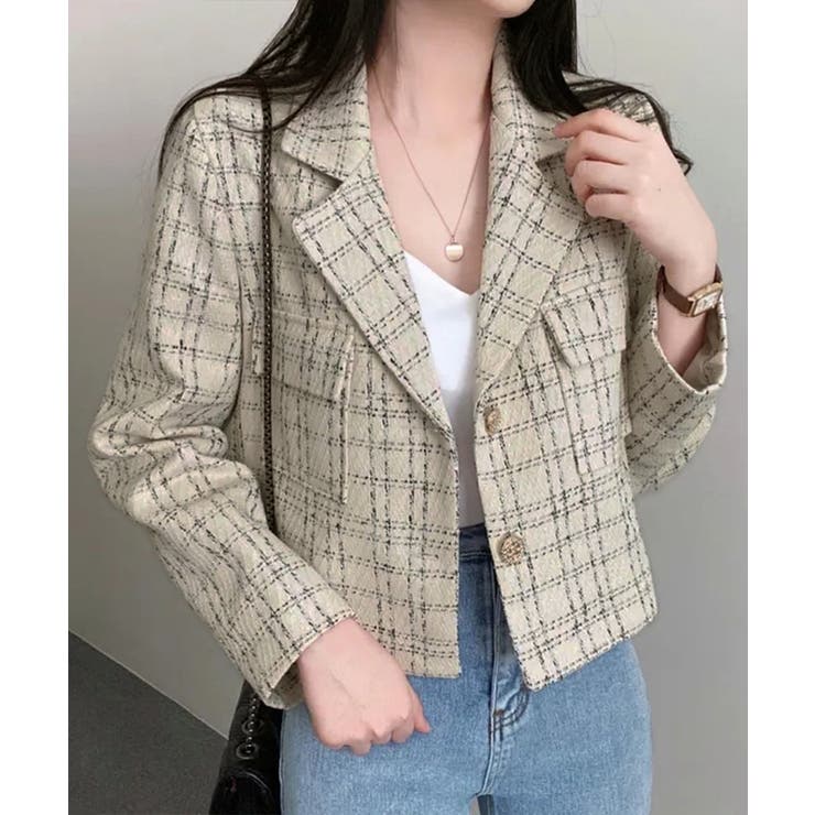 ツイードショートジャケット ツイードジャケット テーラードジャケット | Riff | 詳細画像4 