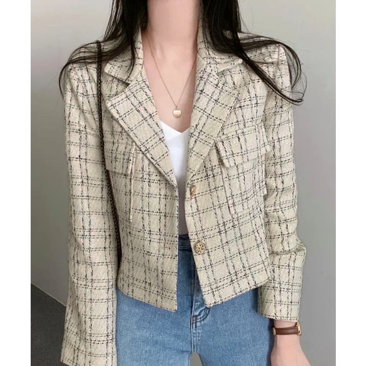 ツイードショートジャケット ツイードジャケット テーラードジャケット | Riff | 詳細画像6 