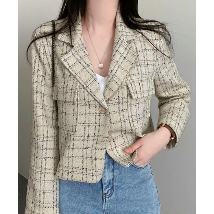 ツイードショートジャケット ツイードジャケット テーラードジャケット | Riff | 詳細画像8 