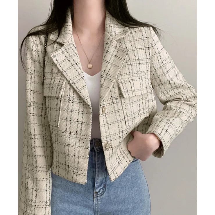 ツイードショートジャケット ツイードジャケット テーラードジャケット | Riff | 詳細画像9 