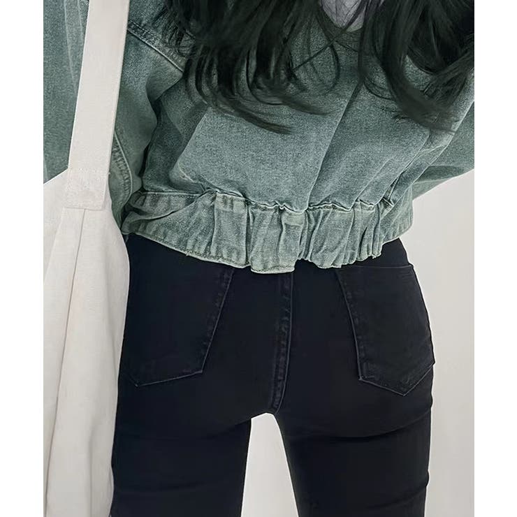 クロップドフード付きデニムジャケット Gジャン ジャンパー | Riff | 詳細画像12 