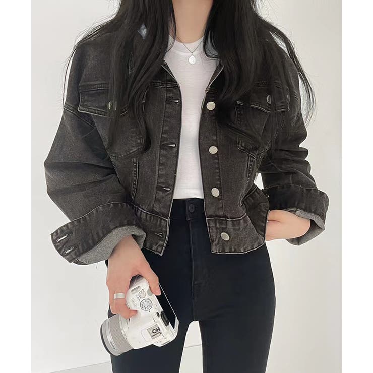 クロップドフード付きデニムジャケット Gジャン ジャンパー | Riff | 詳細画像16 