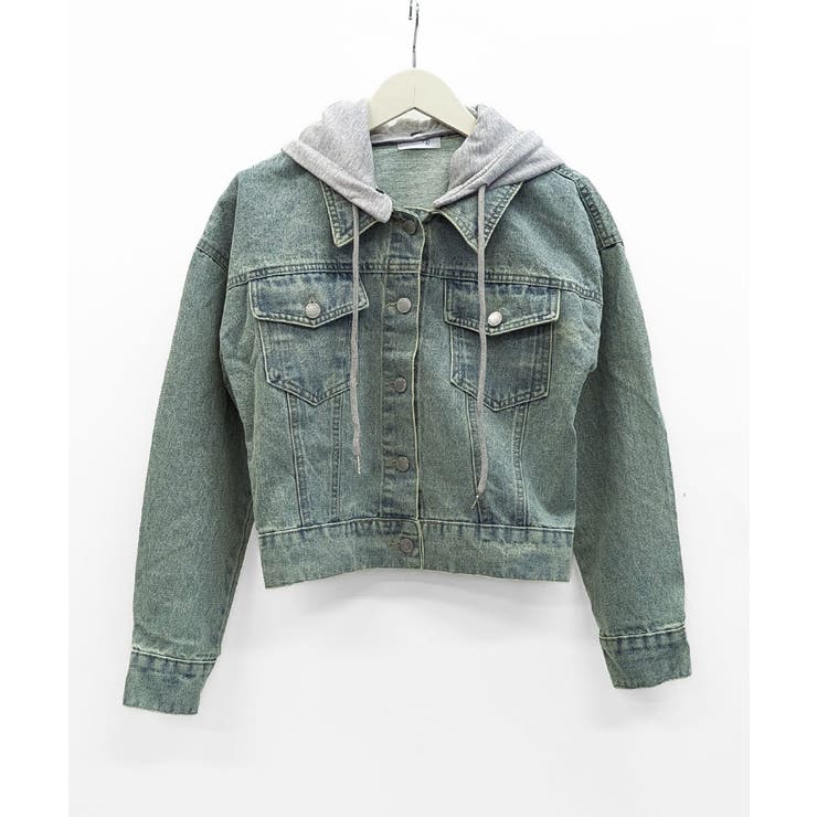 クロップドフード付きデニムジャケット Gジャン ジャンパー | Riff | 詳細画像25 