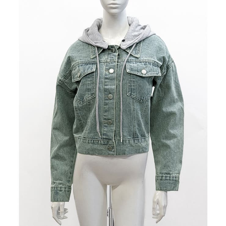 クロップドフード付きデニムジャケット Gジャン ジャンパー | Riff | 詳細画像27 