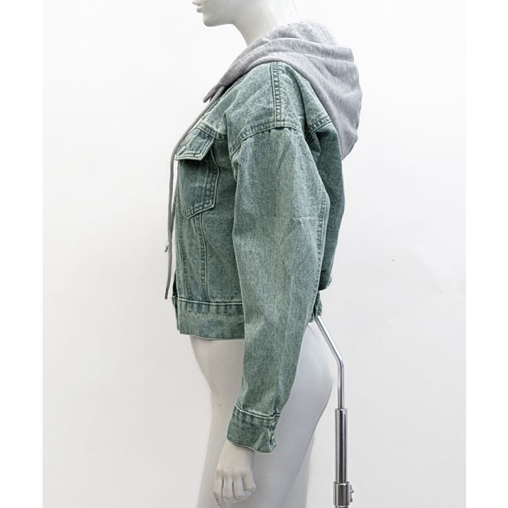 クロップドフード付きデニムジャケット Gジャン ジャンパー | Riff | 詳細画像28 