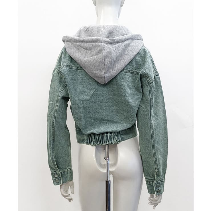 クロップドフード付きデニムジャケット Gジャン ジャンパー | Riff | 詳細画像29 