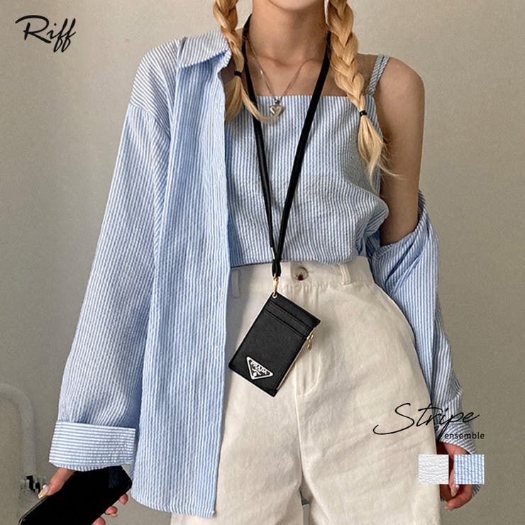 シャツ＆キャミ アンサンブル ストライプ | Riff | 詳細画像1 