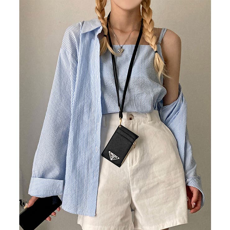 サックス | シャツ＆キャミ アンサンブル ストライプ | Riff