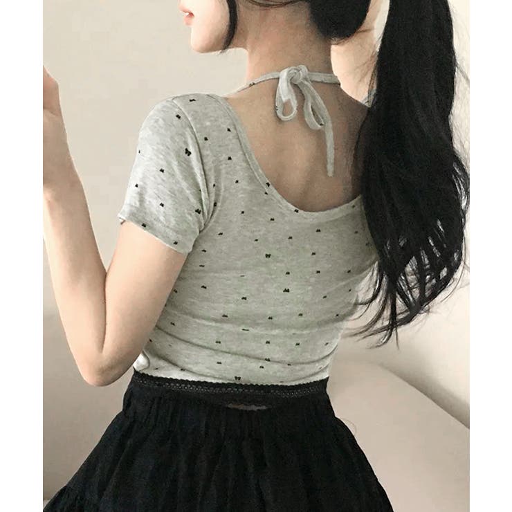 レイヤード風リボン柄Tシャツ カップ付き パッド付き | Riff | 詳細画像12 