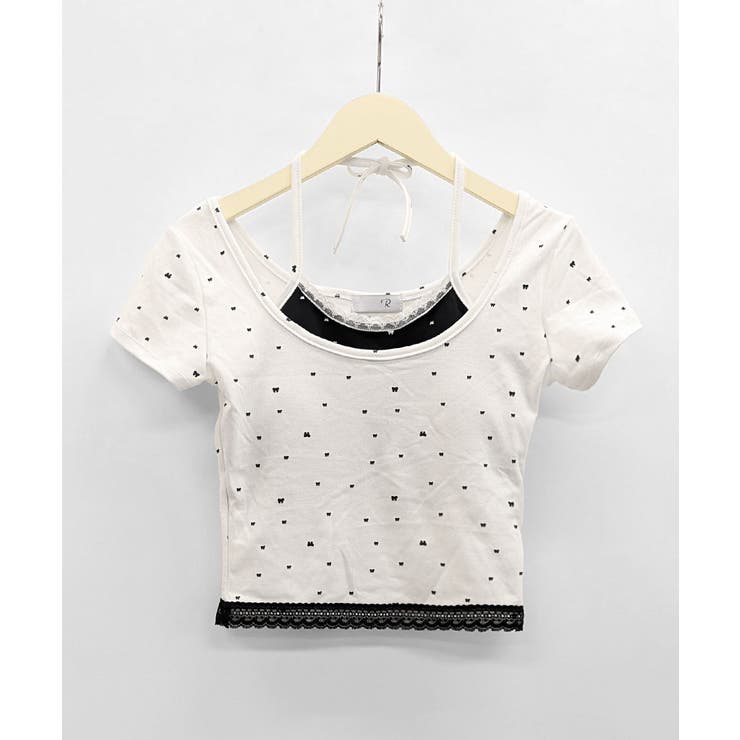 レイヤード風リボン柄Tシャツ カップ付き パッド付き | Riff | 詳細画像20 