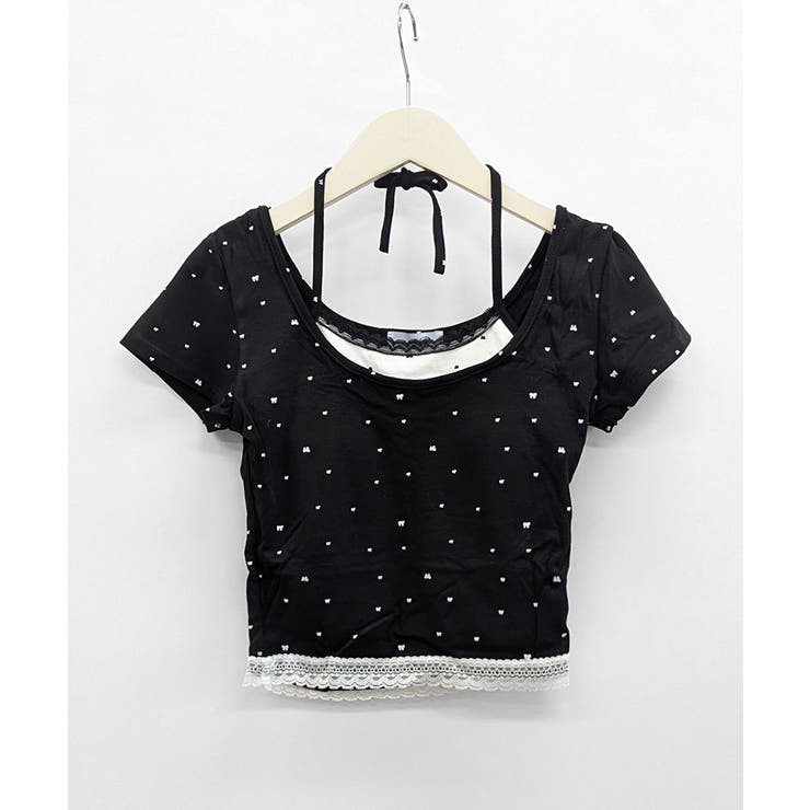 レイヤード風リボン柄Tシャツ カップ付き パッド付き | Riff | 詳細画像22 