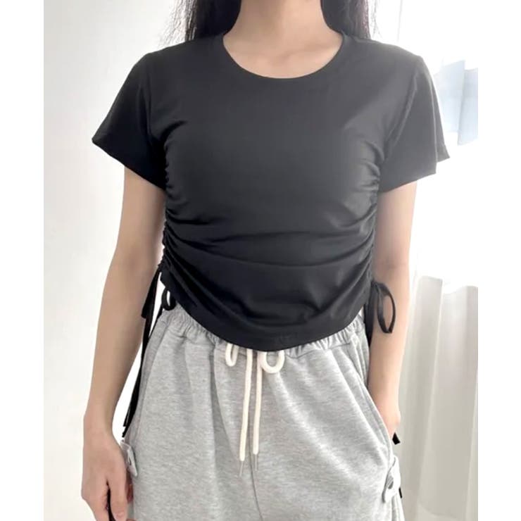 サイドシャーリングTシャツ 半袖 クロップド丈 | Riff | 詳細画像13 