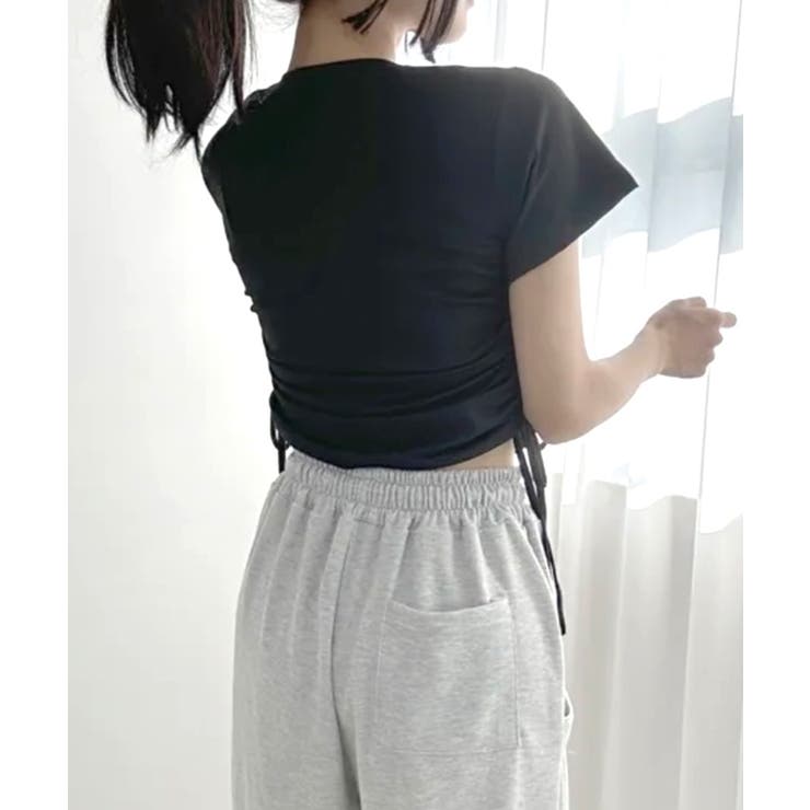 サイドシャーリングTシャツ 半袖 クロップド丈 | Riff | 詳細画像18 