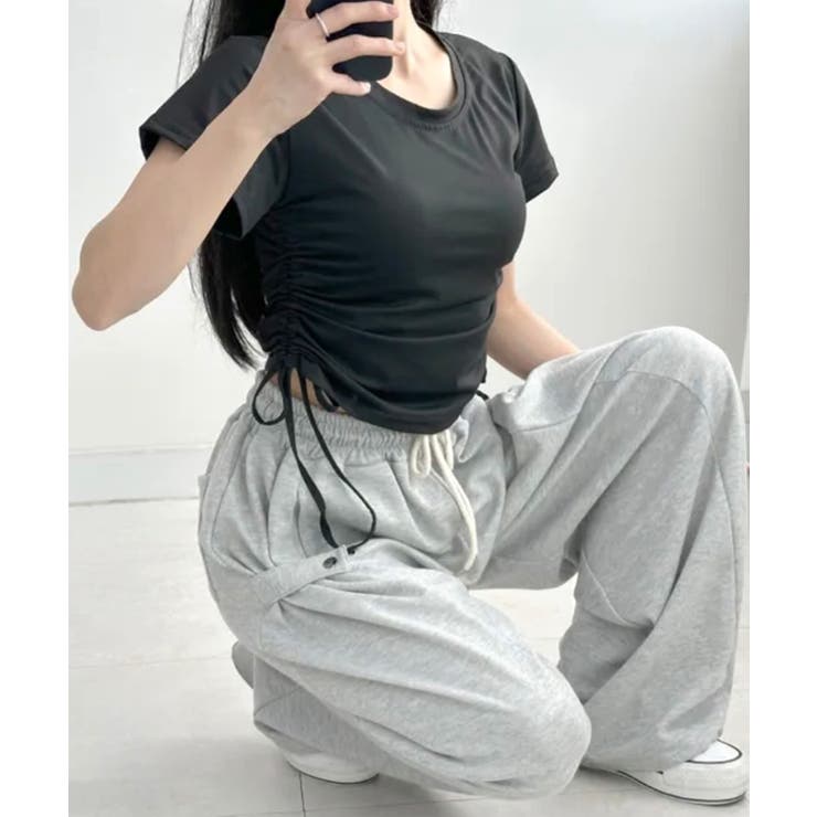 サイドシャーリングTシャツ 半袖 クロップド丈 | Riff | 詳細画像19 