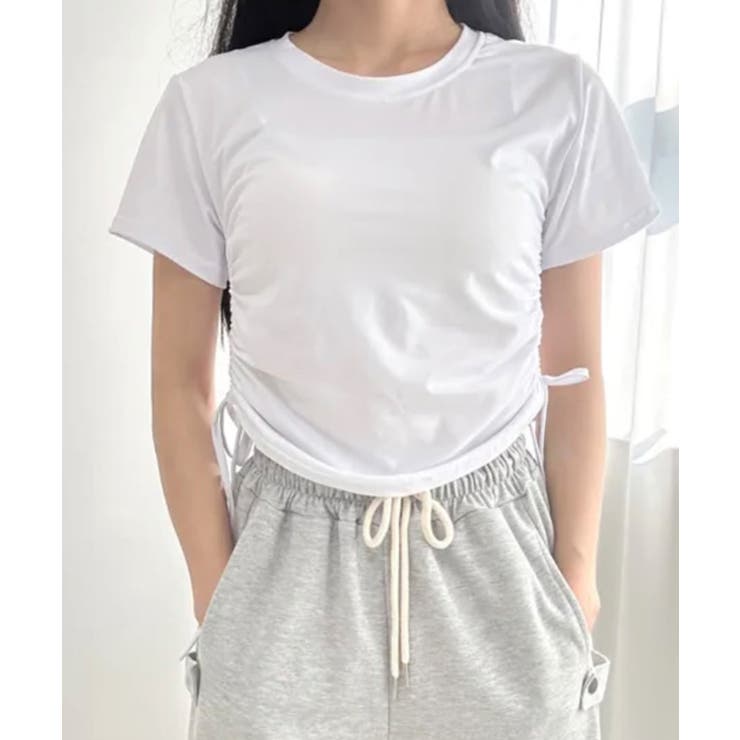 サイドシャーリングTシャツ 半袖 クロップド丈 | Riff | 詳細画像2 