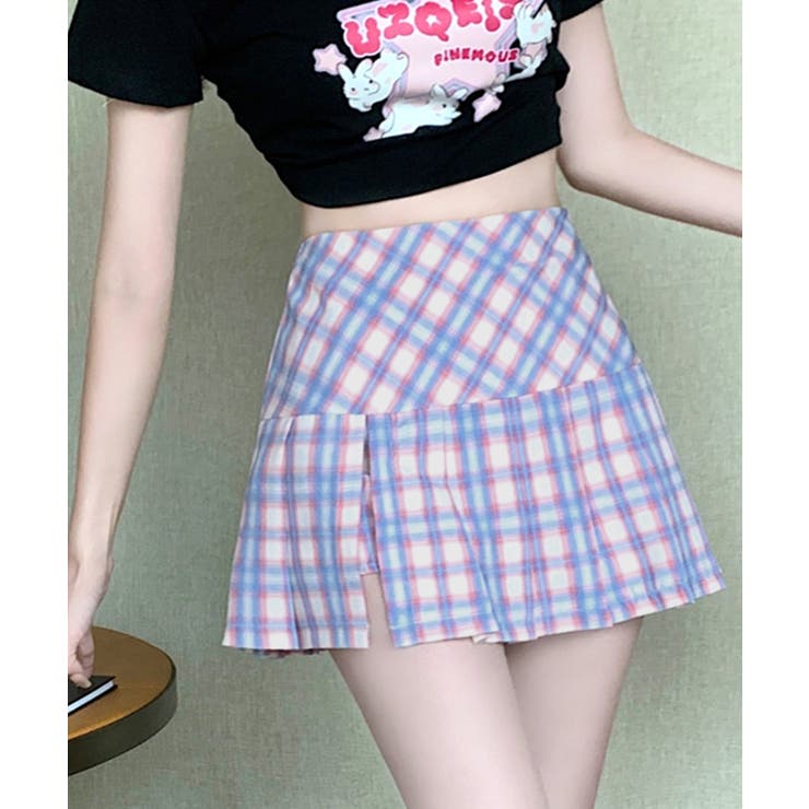 チェック柄ミニスカパン スリット入り ミニスカート | Riff | 詳細画像10 