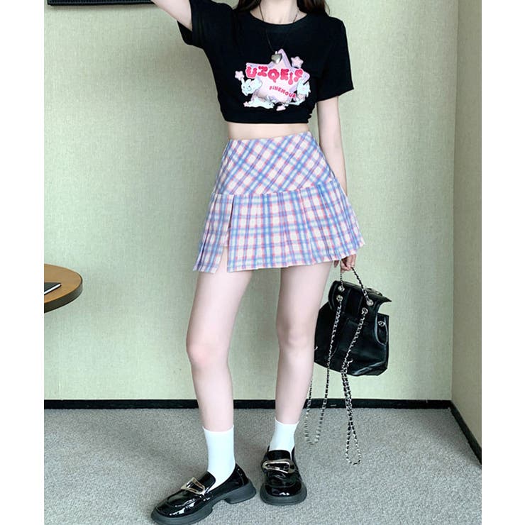 チェック柄ミニスカパン スリット入り ミニスカート | Riff | 詳細画像11 