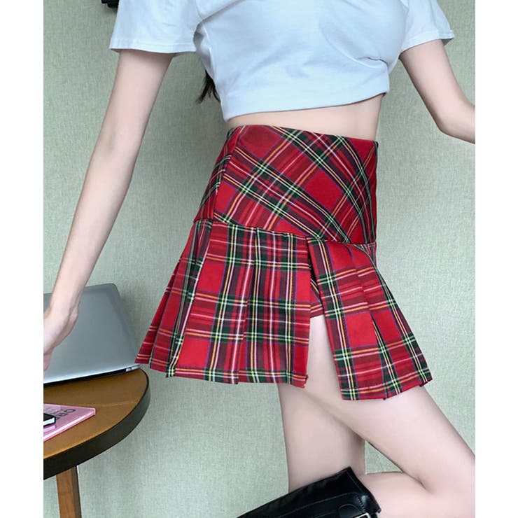 チェック柄ミニスカパン スリット入り ミニスカート | Riff | 詳細画像20 