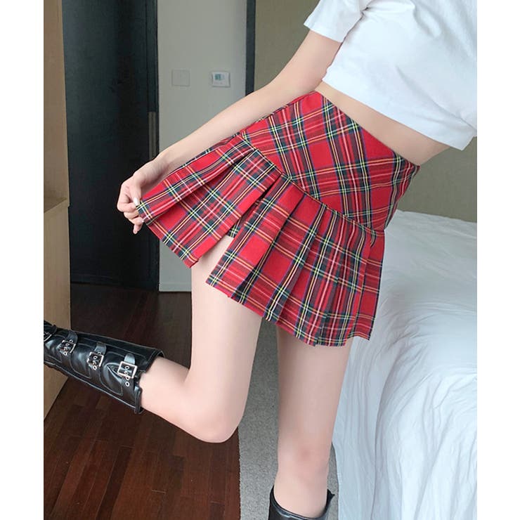 チェック柄ミニスカパン スリット入り ミニスカート | Riff | 詳細画像22 