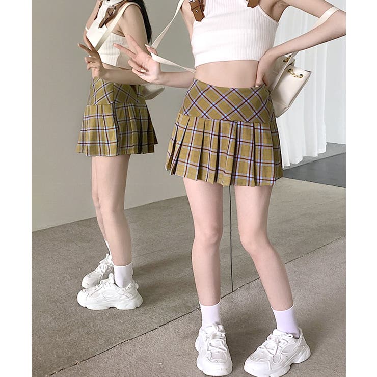 チェック柄ミニスカパン スリット入り ミニスカート | Riff | 詳細画像25 