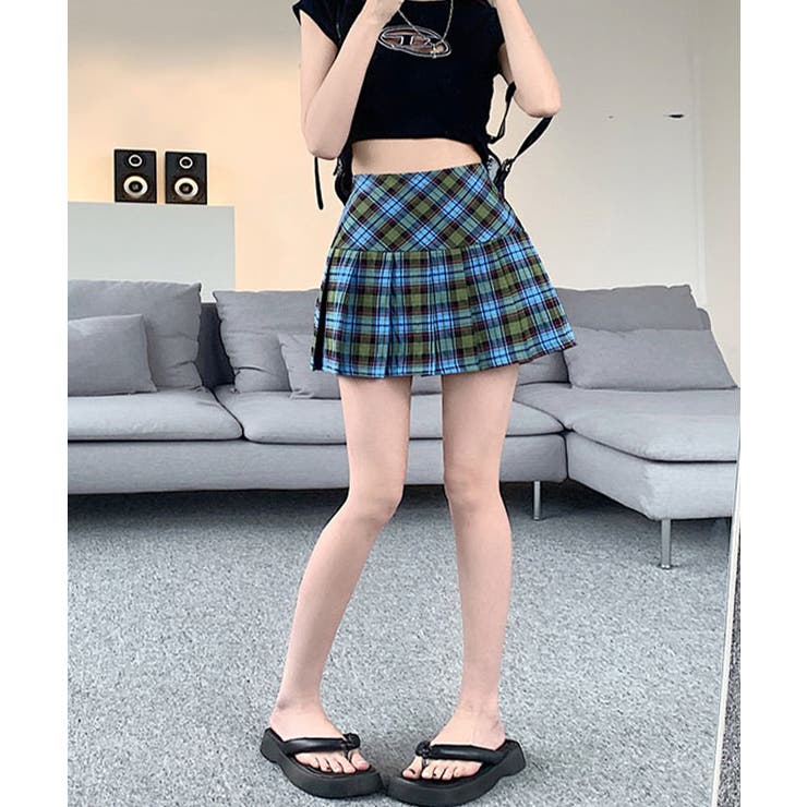 チェック柄ミニスカパン スリット入り ミニスカート | Riff | 詳細画像31 