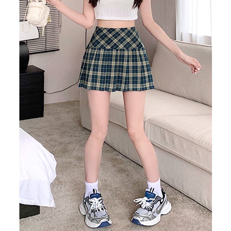 チェック柄ミニスカパン スリット入り ミニスカート | Riff | 詳細画像35 