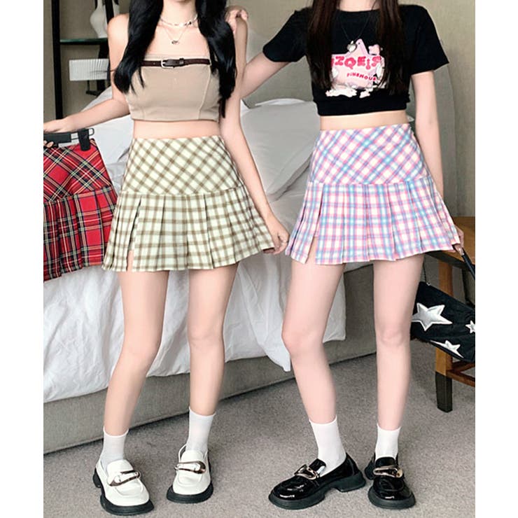 チェック柄ミニスカパン スリット入り ミニスカート | Riff | 詳細画像5 