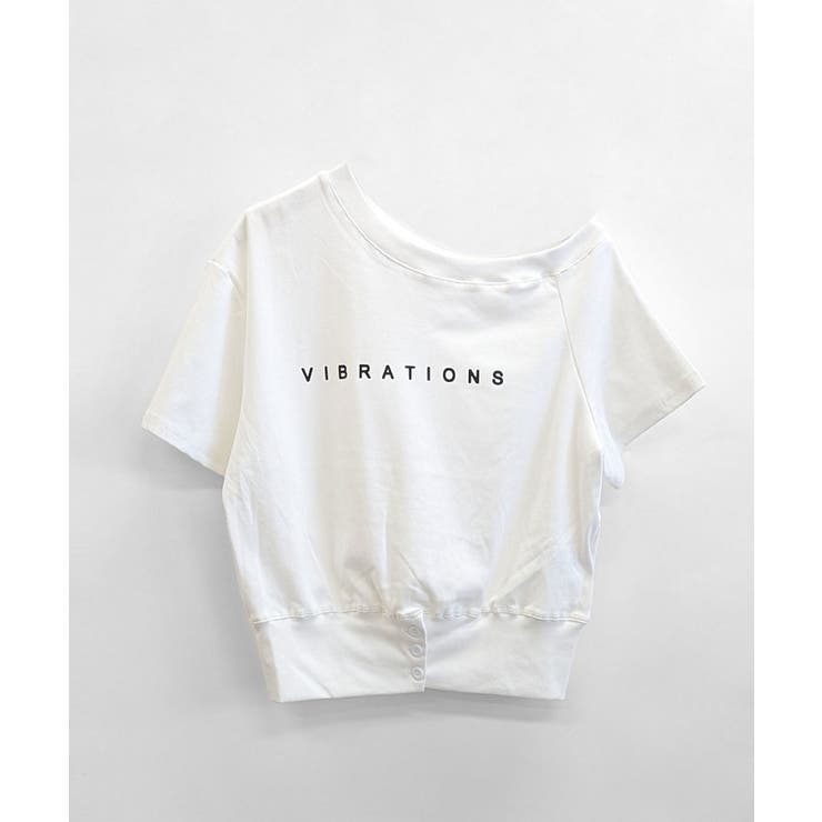 ワンショルロゴプリントTシャツ 裾ボタン ワンショルダー | Riff | 詳細画像14 