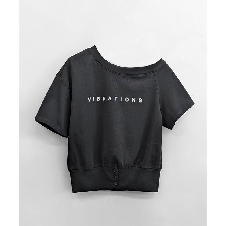 ワンショルロゴプリントTシャツ 裾ボタン ワンショルダー | Riff | 詳細画像15 